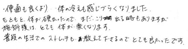 263 女性 40代 便秘 冷え 肩こり 腰痛 体調疲労 蕁麻疹