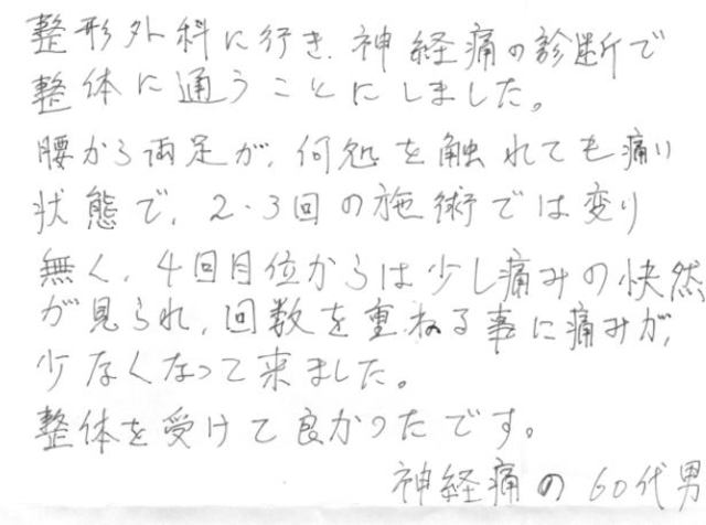 262 男性 60代 坐骨神経痛