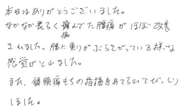 66 男性 50代 腰痛 偏頭痛