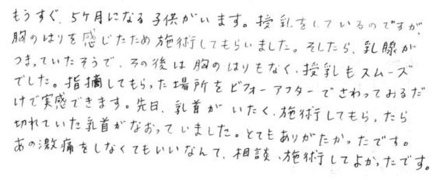 295 女性 30代 産後 胸のはり 乳腺の 乳首の痛み